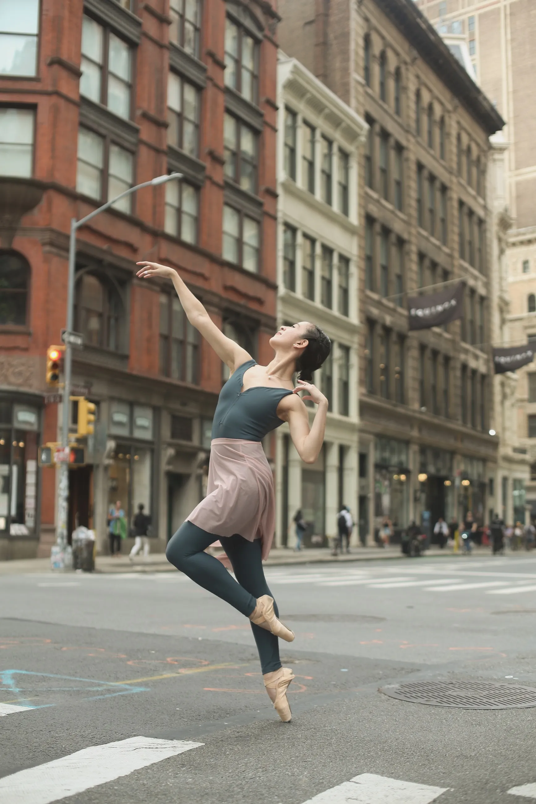 Fernanda dancing ballet on a New York City street